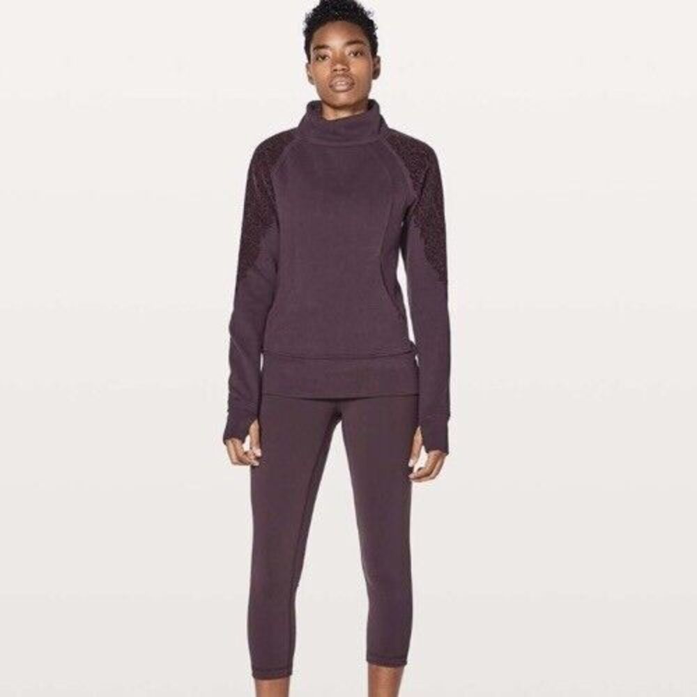 Lululemon Floral Flock Pullover Sweatshirt Red Black Cherry Size 6 Classic